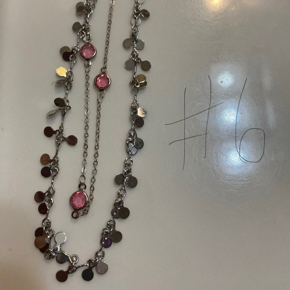 Melania Clara pink destiny necklace in silver